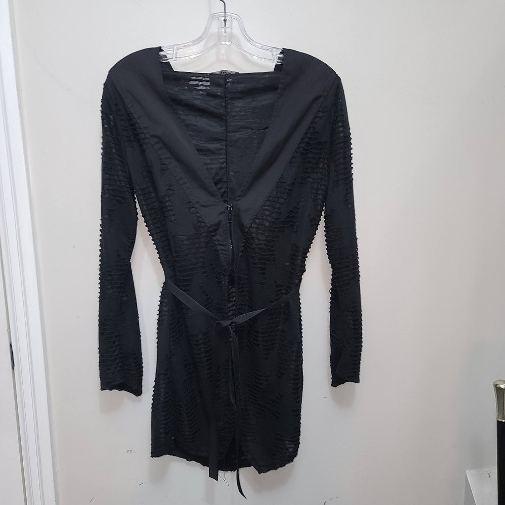 PlastikWrap Textured Hooded Cyberpunk Half Zip Cardigan